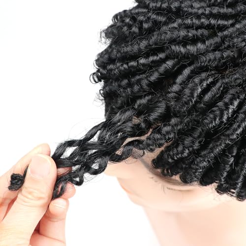 Mens Wig Frizzy Coiled Toupee For Black Man Barrel Twist Wave Mans Afro Human Hair 6¡¯¡¯Braided Dread Wig Men Hair Patch 1# Jet Black Afro Kinky Curly Hd Lace Male Unit Fancyhair Piece 8x10