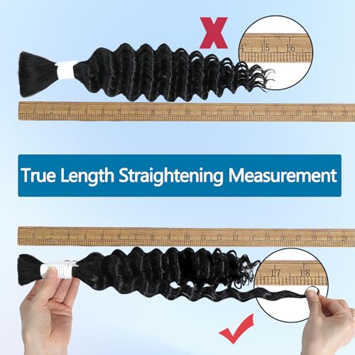 Human Braiding Hair 20 Inch Deep Water Wave Bulk Human Hair for Braiding 12A Brazilian Virgin Curly Hair for Boho Braids Wet and Wavy No Weft 2 Bundles 100g Hair Extensions