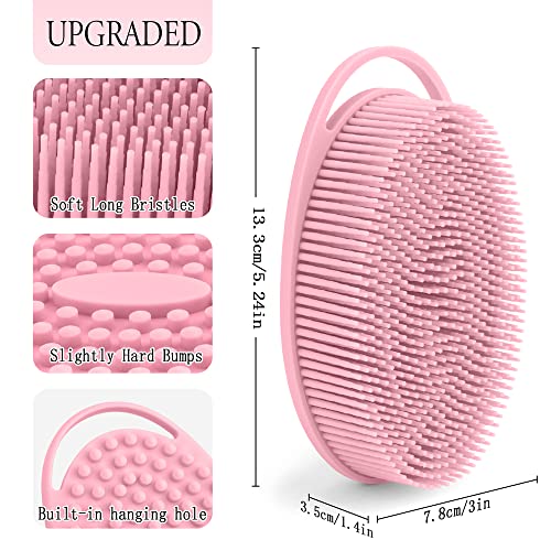 3 Pack Silicone Body Scrubber, Exfoliating Soft Loofah, Scrubber Fit for Sensitive and All Kinds of Skin, Clean Sanitary, Rapid Foaming Black+blue+pink