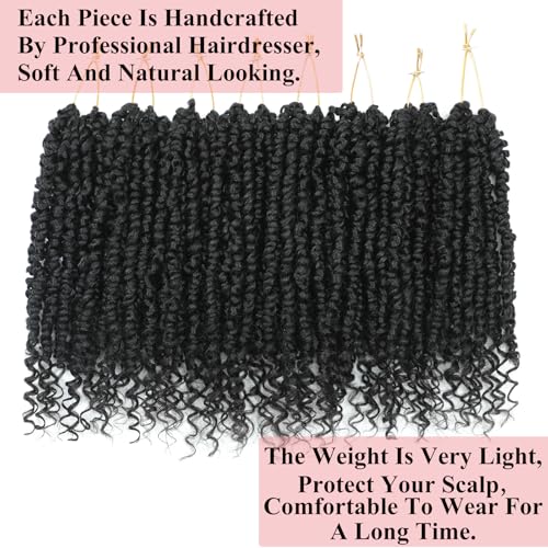 Alrence Passion Twist Crochet Hair 8 Packs Pre twisted Passion Twist Hair For Women Soft Bohe Pre-looped Crochet Braids (14 Inch (Pack of 8), 1B#)