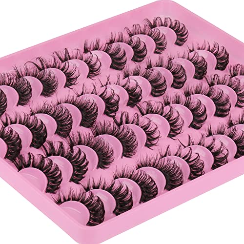 False Eyelashes Russian Strip Lashes D Curly 20 Pairs 5 Styles Pack Fluffy Natural Fake Lashes Look like Eyelash Extensions by Yawamica
