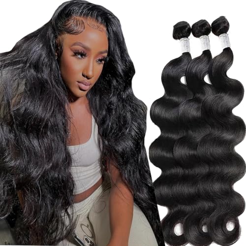 Body Wave Human Hair 100% Unprocessed Brazilian human Hair3 Bundles 24 26 28 Inch 300g/Pack Body Wave Selected Healthy Natural Black soft Smooth Double Weft Quick Weft Extensions for Women