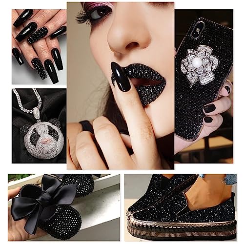28 Types Black White Transparent Jelly Resin Rhinestones w B7000 Jewelry Glue for Bedazzling Crafting 3-6mm Flatback Stones Gems Diamonds Crystals for Face Eyes Makeup Crafts Tumblers Bottles