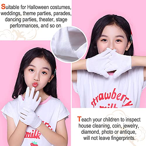 24pcs Unisex Soft White Cotton Gloves for Dry Hands, Work, Coin Jewelry Inspection, Moisturizing Eczema Cotton Gloves, Small Size for Child