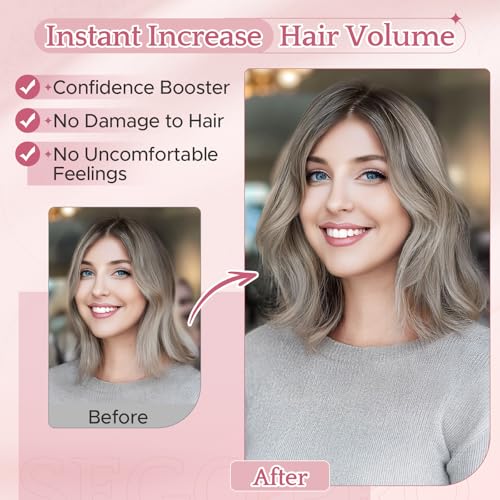 Hair Toppers for Women Real Human Hair with No Bangs 3.1¡¿3.9 Inch Silk Base Clip-In Topper Natural Looking Hairpieces for Women£¨14 Inch,Light Grey£©