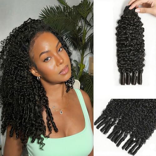 Burmese Curly Bundles Human Hair 16 Inch Water Wave 100% Unprocessed Brazilian Virgin Hair Quick Weave Hair 3C4A Deep Curly human hair wet and wavy bundles for Women Natural Black