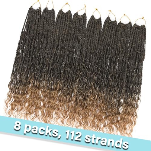 14 Inch Boho Box Braids Crochet Hair Goddess Box Braids Crochet Hair 8 Packs Boho Box Braid Synthetic Bohemian Braid for Women