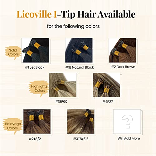 Hair Extensions Real Human Hair I Tip Extensions Bleach Blonde Highlighted Medium Brown Human Hair Extensions for Women 24 Inch Long Straight Brown and Blonde I Tips 50s 50g