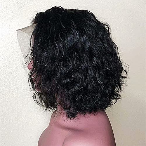 Short Bob Wigs Water Wave Lace Front Human Hair Wig 13x4 HD Lace Loose Wave Remy Bob Wigs Preplucked With Baby Hair Deep Hairline Bleached Knots Remy Wavy Invisible Lace Virgin Bob Hair Wig 12"