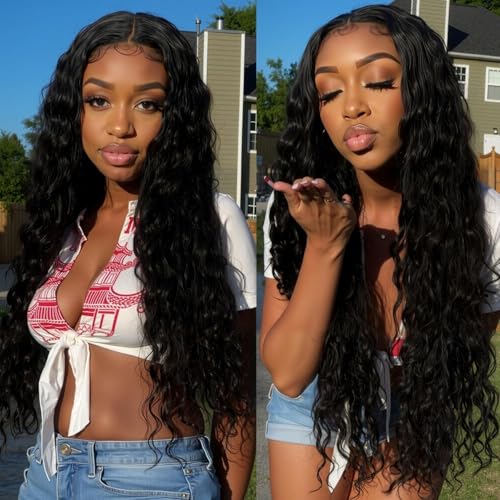 32 Inch Deep Wave Lace Front Wigs Human Hair 200 Density 13x6 HD Lace Frontal Wigs Human Hair Pre Plucked Deep Curly Lace Front Wigs For Women
