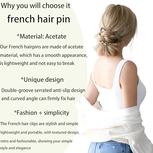 3PCS Prestige French Hair Pin for Women,French Hair Pin for Thin Thick Hair,Double-notch Locking Mechanism Anti-loosening Women Hair Accessories