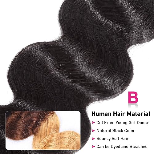 Flady Body Wave 3 Bundles Human Hair 22 24 26 Inch 100% Unprocessed 12A Human Hair Bundles Body Wave 3 Bundles Human Hair Weave Body Wave Human Hair Extensions Natural Color