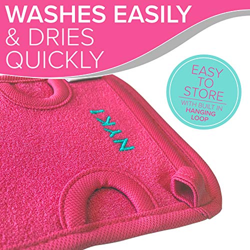 Dead Skin Exfoliating Mitt Deep Pore Cleansing Exfoliating Glove (Pink, Large) at Home Microdermabrasion Dead Skin Remover for Body - Natural Plant Fibre Shower Gloves Exfoliating for Women and Men
