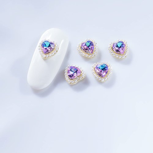 WOKOTO 20 Pcs 3D Heart Rhinestones for Nails Heart Nail Charms with Big Nail Rhinestones for Acrylic Nails Heart Nail Jewels for Nail Art Heart Charms for Nails Gems Nail Heart Crystals for Women