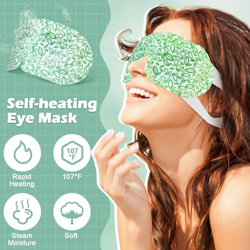 96 Packs Steam Eye Mask Disposable Self Heating Eye Mask for Dry Eyes Spa Warm Sleep for Home Office Travel Eyestrain Relieve
