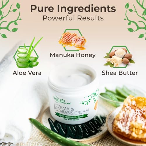 Wild Naturals Eczema & Psoriasis Cream for Dry, Itchy Skin ? Eczema Relief for Adults & Kids ? Moisturizing Psoriasis Cream with Manuka Honey