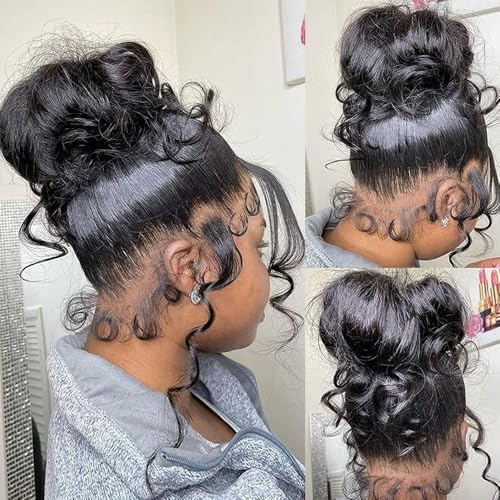 Grace Queen 200% Density 360 Lace Front Wigs Human Hair Pre Plucked 360 Body Wave HD Transparent Lace Front Wigs Human Hair for Women Glueless Full Lace Wig Brazilian Virgin Hair 20inch