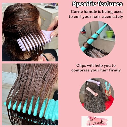 Bewelio- Curl Defining Brush for Wet Curly Hair, Curly Hair Brush (Pink)