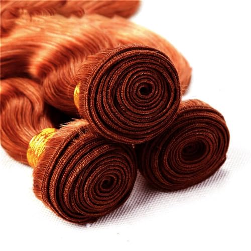 28 30 32 Inch AuokMar Copper Body Wave Bundles Color 33 Bundles Human Hair Unprocessed Virgin Reddish Brown Body Wave Bundle Hair Extensions