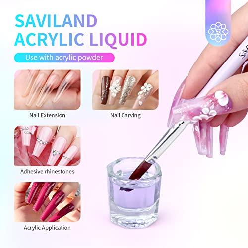 Saviland 4.06 oz Monomer Acrylic Nail Liquid ? 120ml Acrylic Liquid for Acrylic Powder Non-Yellowing Formula for Acrylic Nails Application Nail Extension & Carving Nail Starter Home DIY