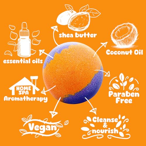 Kids Bath Bombs with Food Toys Inside, 16 Pack Colorful Surprise Bath Fizzies Set, Organic Fizzy Bubble Bath Bombs for Girls & Boys, Ages 3+