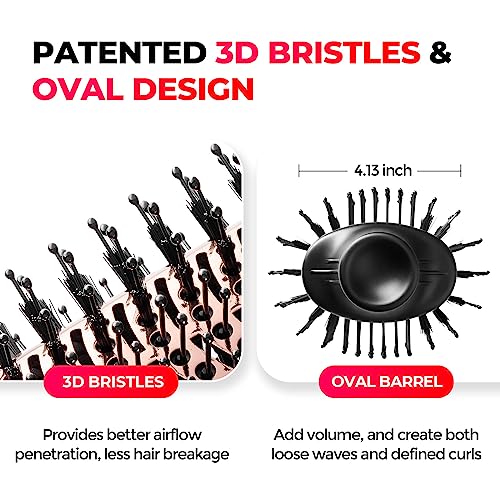 TYMO Hair Dryer Brush Blow Dryer Brush in One, 4 in 1 Ionic Hairdryer and Styler Volumizer with Oval Titanium Barrel, Hot Air Straightener for Smooth Frizz-Free Blowout, Gold