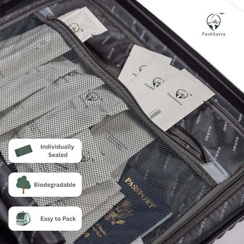 PackSavvy Travel Size Toiletries | 12 Piece Box | Sets of 3 | Disposable Toothbrush, Razor, Comb and Cotton Swabs Set | Travel Essentials | Air bnb Essentials