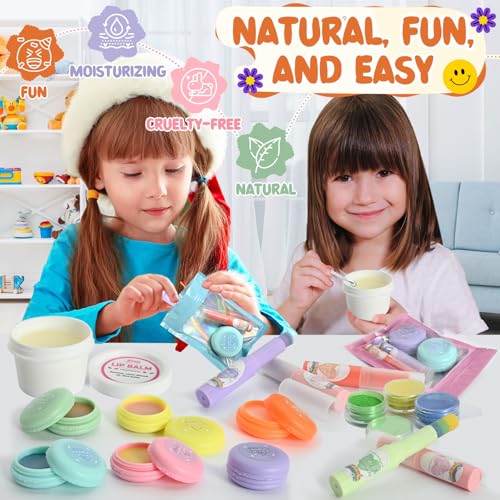 JCOOS DIY Lip Balm Making Kit - Kids Crafts, Make Your Own Lip Gloss, Beeswax & Shea Butter, Moisturizing Tubes
