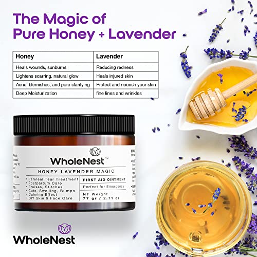 All-Natural Honey Lavender Magic, Liquid Perineal Balm and Postpartum Essentials, Family Care and Post Pregnancy Must Haves, Gentle Botanical Care with Lavender for Skin Support, 2.71 oz