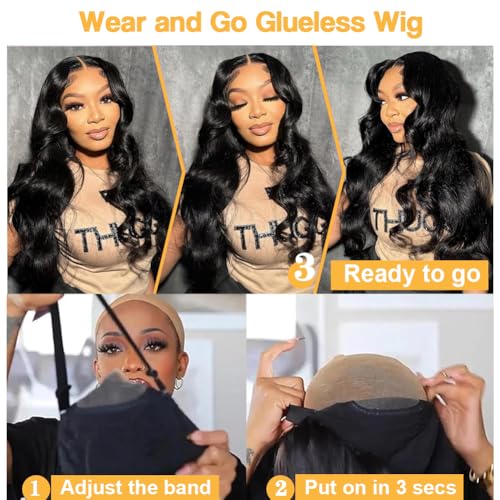 5x5 Hd Lace Closure Wigs Human Hair Pre Cut Lace Glueless Wig Wear and Go Wigs Human Hair Pre Plucked 180 Density Body Wave Lace Front Wigs Human Hair Glueless for Women Natural Hairline