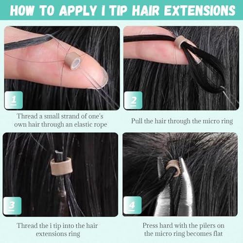 I Tip Hair Extensions Human Hair Kinky Curly Natural Black Hair Extensions Real Human Hair Pre Bonded Keratin Cold Fusion Curly Hair I tip Extension for 3C 4A Hair Black Women 100 Strands 14 Inch
