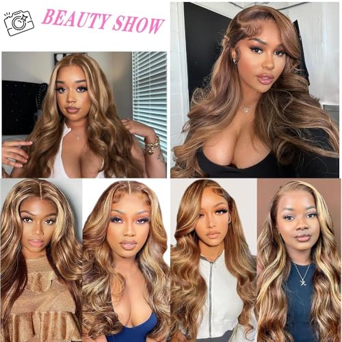 360 Lace Front Wigs Human Hair Full Lace Human hair Wigs Ombre Lace Frontal 180 Density 4/27 Colored Honey Blonde 360 HD Transparent Wigs for Black Women (ombre, 24 Inch)