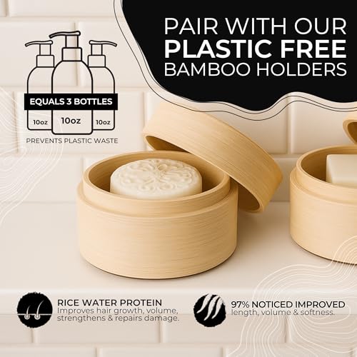 Viori Hidden Waterfall Shampoo and Conditioner Bar Set Made with Rice Water - Handcrafted Sulfate Free Shampoo and Conditioner