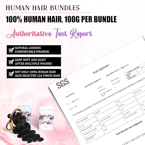 DMKEEP Body Wave Bundles Human Hair 40 Inch Single Bundle 100% Unprocessed 12A Brazilian Raw Virgin Hair Quick Weave Human Hair Extensions Natural Color