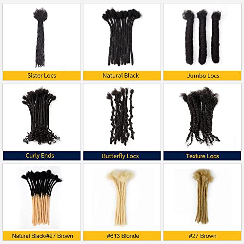 Dreadlock Extensions Human Hair 8 Inch 0.4cm Width 70 Strands Loc Extensions for Man/Women Handmade Permanent Soft Locs with Needle and Comb