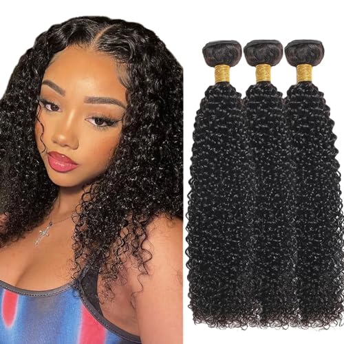 30 32 34 Inch Kinky Curly Human Hair Bundles Natural Black Color Brazilian Unprocessed Virgin Hair Extensions For Women