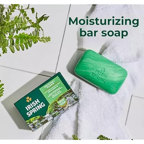 2-Pack Deodorant Irish Bar Soap, Mild for skin, 12 hours small fresh, Spring Soap for Washing Face,Body,Hand, 4oz each (total 8 oz) + 1 Shower Sponge for Irish Spring Bar soap.
