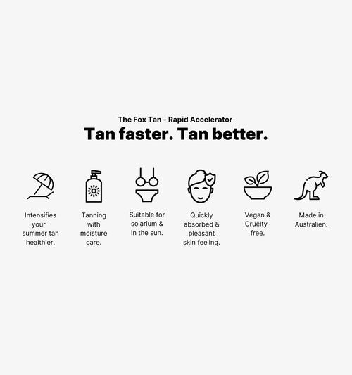 The Fox Tan Rapid Accelerator, Accelerator Lotion For Sunbed Tanning, Creates Darker, Faster & Long-Lasting Tans, Vegan & Cruelty-Free, 180mL