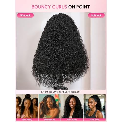 Invisi Water Wave Half Wig Human Hair with 4C Edge | Flip Over 3-In-1 Drawstring Wig 180 Density | Pre-Blended Seamless Crown | No Glue | Natural Look for 3B/3C Everyday Protective Style 10 Inch