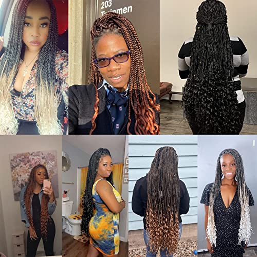 Xtrend 8 Packs 18 Inch Box Braids Crochet Hair 144 Strands Medium Knotless Box Braiding Hair Pre-looped Synthetic 3X Braids Hair Extension for Women (1B#)