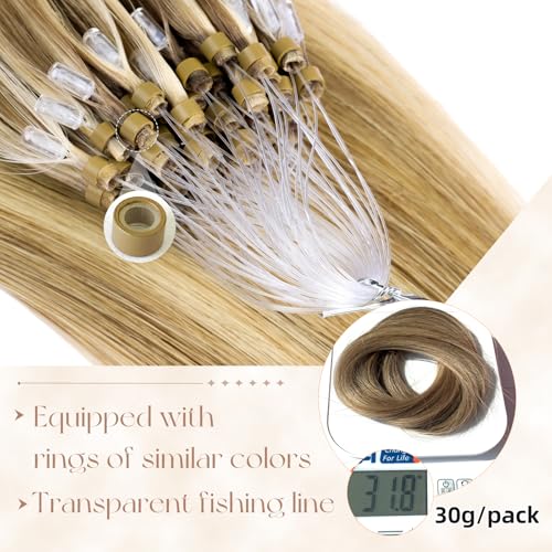 Microlink Hair Extensions Human Hair 18613 Blonde 30g/43s/Pack 14inch Microbead Micro Loop Hair Extensions Real Human Soft and Glossy Longer Life