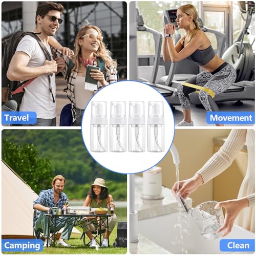4 Pack 3.4 Oz (100ml) TSA Approved Travel Size Foam Pump Bottles for Toiletries Clear Travel Size Bottles Leak Proof with Labels