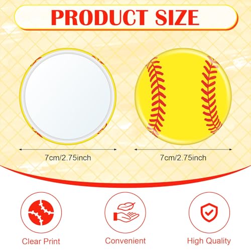 40 Pcs Softball Party Favors Softball Gifts for Team Girls Bulk Include 20 Softball Cosmetic Bag 20 Softball Compact Mirror Softball Sport Round Pocket Portable Mirror for Women Girls