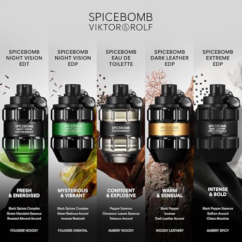 Viktor&Rolf - Spicebomb Eau de Toilette Extreme Men's Cologne Set - Woody & Spicy - With Notes of Citrus & Tobacco - 3 Fl Oz & 0.3 Fl Oz
