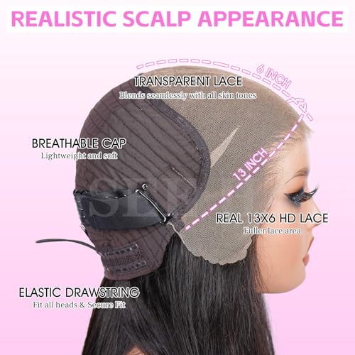 ISEE Straight Lace Front Wigs Human Hair 13x6 HD Lace Frontal Glueless Wigs for Women 180% Density Pre Plucked Pre-cut Lace Natural Hairline 20 Inch
