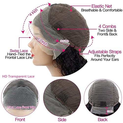 Lace Front Wigs Human Hair 180% Density 13x4 Wet and Wavy Water Curly HD Lace Front Wigs Human Wigs for Black Women Glueless Wigs Human Hair with Baby Hair (32inch£©