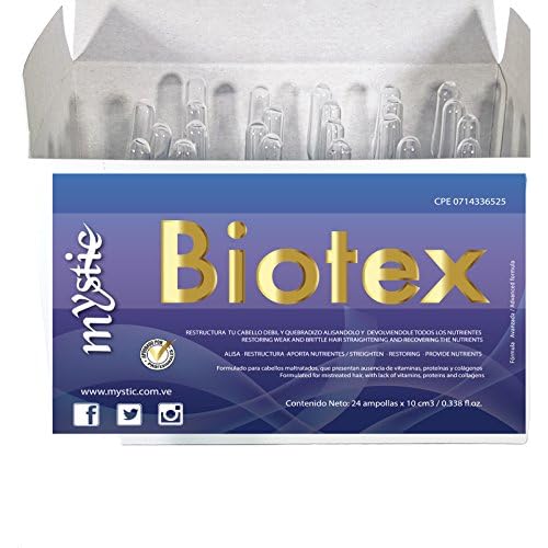 Mystic Biotex Ampoule Anti-Frizz, Restores and Repairs Damaged Hair - Provides Essential Nutrients and Vitamins - Hair Treatment Ampoules With Hyaluronic & Amino Acid (Pack 24)