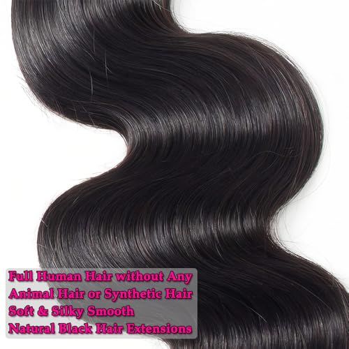 12A Human Hair Bundles 100g Body Wave Bundles Human Hair Extensions 18 Inch Brazilian Virgin Body Wave 1 Piece Deal Unprocessed Brazilian Quick Weave Extensions Natural Black