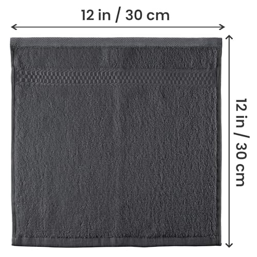 Utopia Towels 12 Pack Premium Wash Cloths Set, 12 by 12 Inches, 100% Cotton Ring Spun, Highly Absorbent and Soft Feel Essential Washcloths for Bathroom, Spa, Gym, and Face, Grey