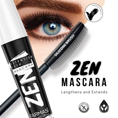 FARMASi Makeup CC Cream 1.7 Fl Oz (Medium), Pure, Natural and Flawless Finish, Medium to Full Coverage, All-Day Hold, All Skin Types, Zen Mascara Extension Lash 0.27 Fl Oz